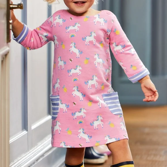 Jojo Maman Bebe Dress Unicorn Pink Size 12-18 Months - Picture 1 of 7
